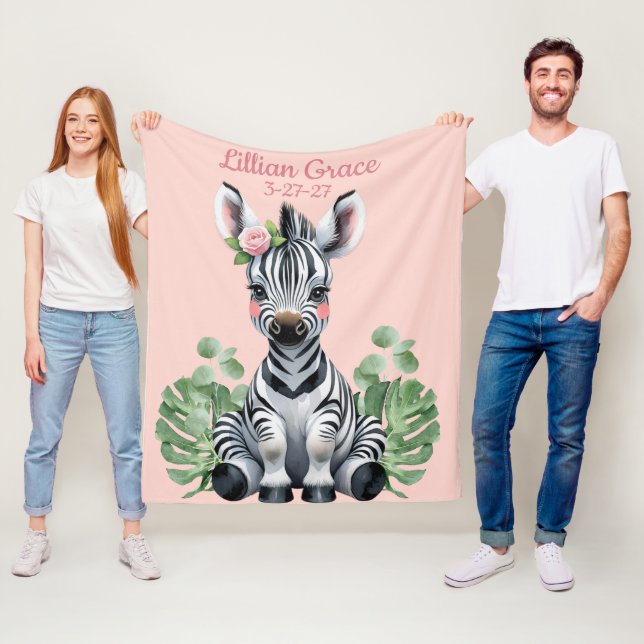 Personlig Baby Zebra Girls  Safari Fleecefilt (På plats)