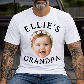 Personlig babyansikte Farfar Anpassad fotogåva T Shirt