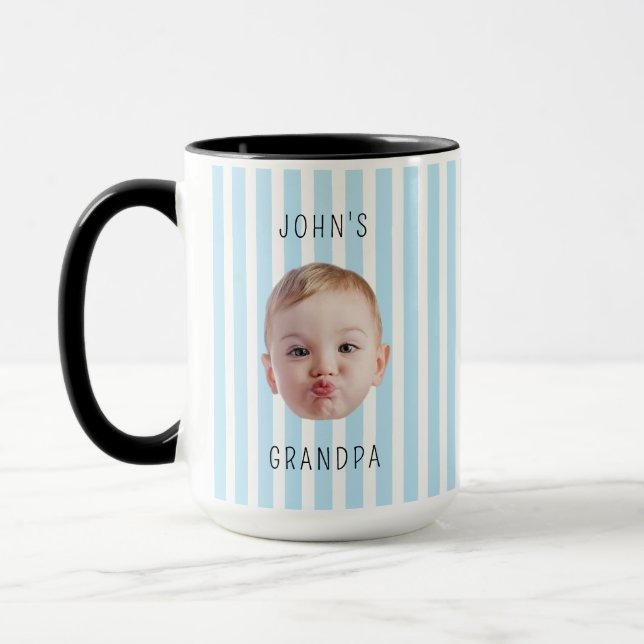 Personlig babyansikte fotostribe babybild  mugg (Vänster)