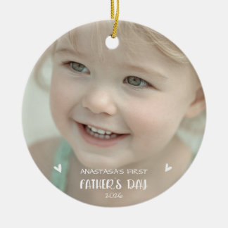 Personlig Babybarn Fotoprydnad 1:a Fars Dag Julgransprydnad Keramik