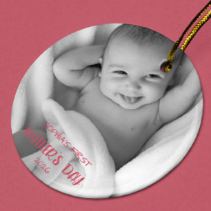Personlig Babybarn Fotoprydnad 1:a Mors Dag Julgransprydnad Keramik