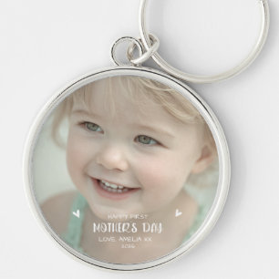 Personlig Babybild Glad första mors dag Rund Silverfärgad Nyckelring