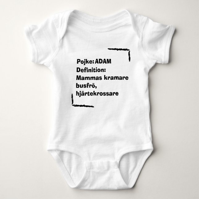 Personlig Babybody med Namn , Personalized Baby  T Shirt (Framsida)