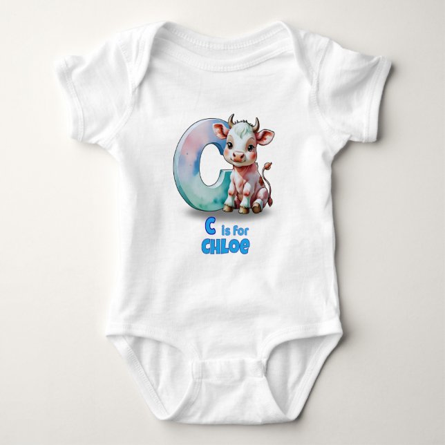 Personlig babybodysuit – C är för ko T Shirt (Framsida)