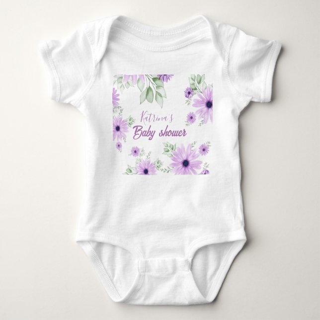 Personlig babybodysuit – Violett akvarell T Shirt (Framsida)