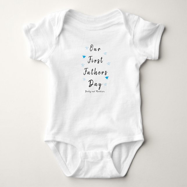 Personlig Babydress Blue star | 1:a Fars dag T Shirt (Framsida)