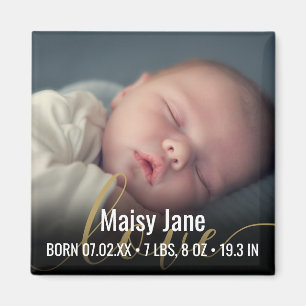 Personlig babyfoto namn födelsestatistik magnet