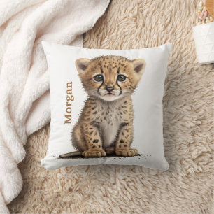 Personlig babyghepard Leopardsnurdecor Kudde