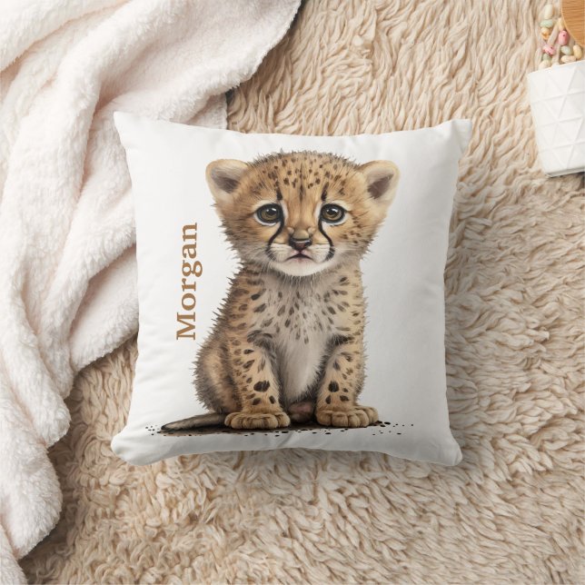 Personlig babyghepard Leopardsnurdecor  Kudde (Filt)