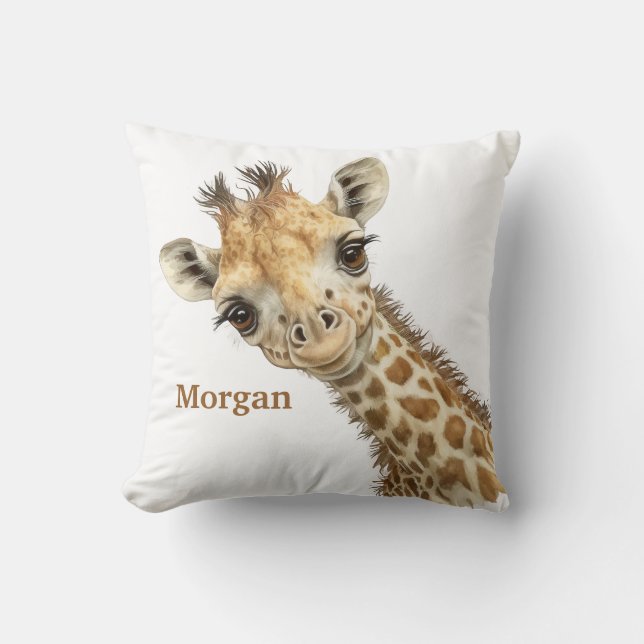 Personlig babygiraff Nursery-dekor  Kudde (Framsida)