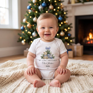 Personlig babypojke ''Baby's First Christmas'' T Shirt