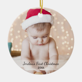 Personlig Babys första julfoto Namn år Julgransprydnad Keramik
