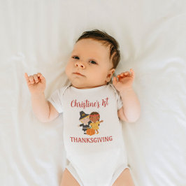 Personlig babys första Thanksgiving-bodysuit T Shirt