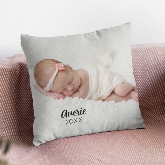Personlig babys fotporträtt 2-sidig kudde (Personalized Baby Photo Portait 2 Sided Throw Pillow
)