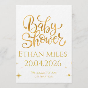 Personlig babyshower med namn och datum inbjudningar