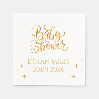 Personlig babyshowerserviet med namn och datum pappersservett