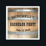 Personlig Bachelor Party Whiskey Barrel Napkins Pappersservett<br><div class="desc">Rustik whiskytunerdesign med fet western typografi. Anpassa den här designen med ditt namn,  party och bröllop. Anpassa den här designen ytterligare genom att markera länken "anpassa ytterligare" om du vill.</div>