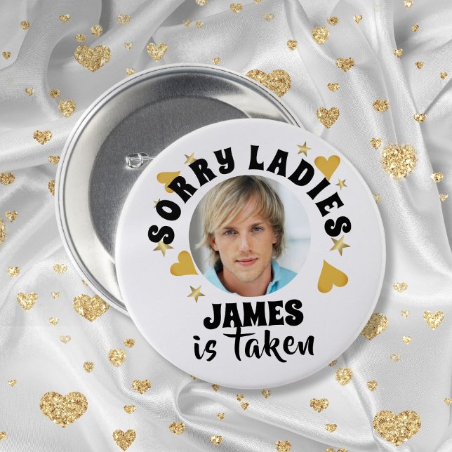Personlig Bachelorette Party Grooms Ansikte Photo Knapp (Personalized Bachelorette Party Grooms Face Photo Button)