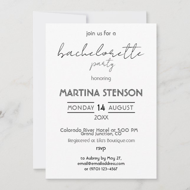 Personlig Bachelorette Party Inbjudningar (Framsida)
