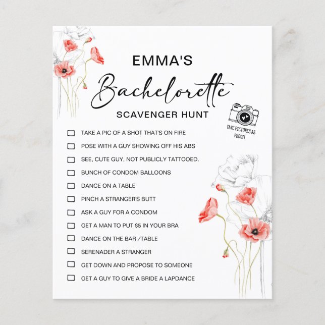 Personlig Bachelorette Scavenger Hunt (Framsida)