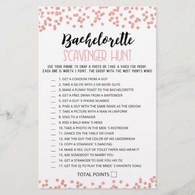 Personlig Bachelorette Scavenger Hunt-vilt (Framsida)
