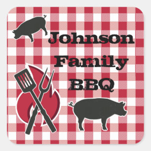Personlig Backyard BBQ Party Stickers Fyrkantigt Klistermärke