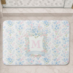 Personlig badmattor med blomster monogram badrumsmatta