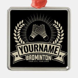Personlig Badminton Player Namn Racquet Sports Julgransprydnad Metall