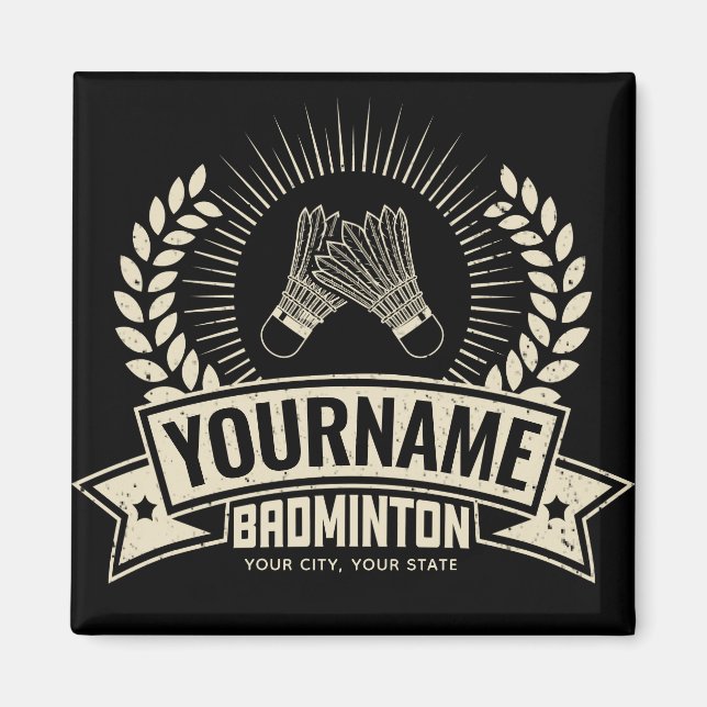 Personlig Badminton Player Namn Racquet Sports Magnet (Framsidan)