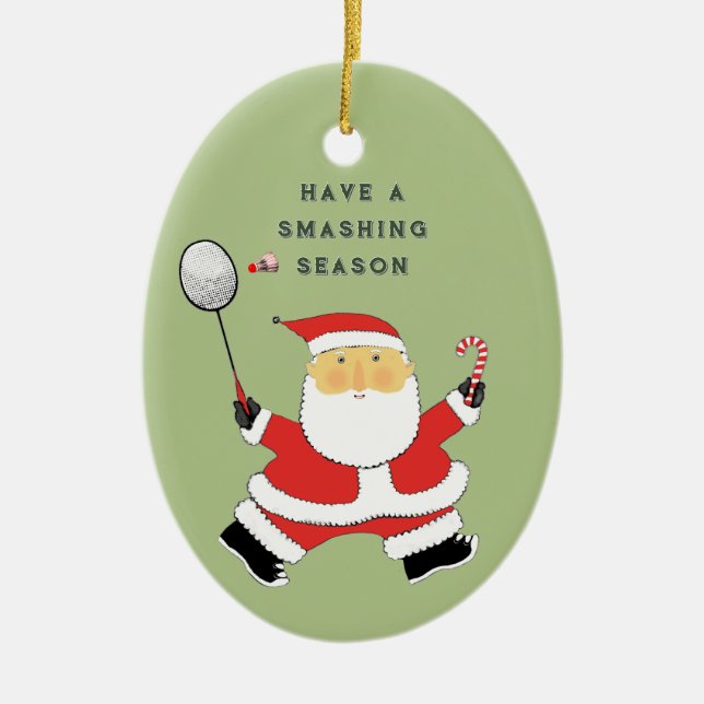 personlig badminton-samlarobjekt julgransprydnad keramik (Framsidan)
