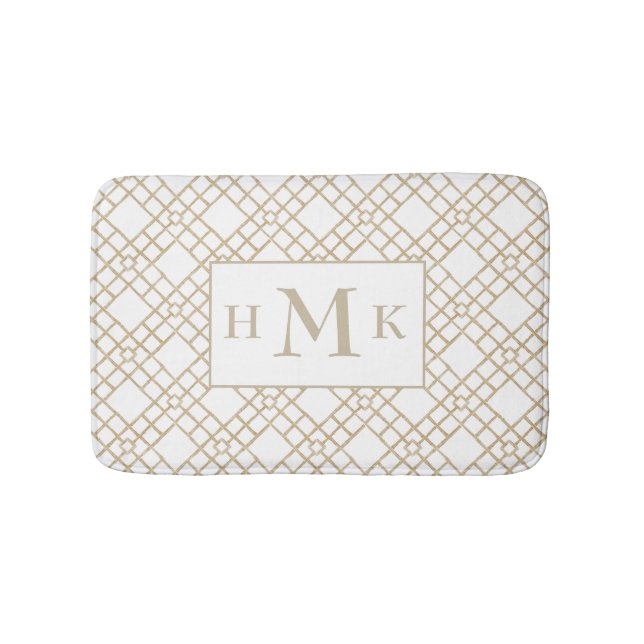 Personlig badrumsmatt av bambunät med monogram badrumsmatta (Framsidan)