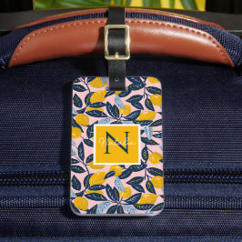 Personlig bagagetikett i citrondesign bagagebricka