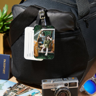 Personlig bagagetikett med barnfoto bagagebricka
