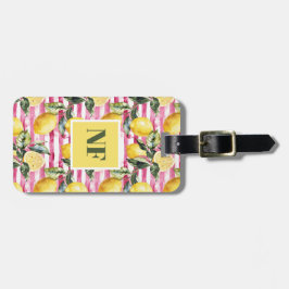 Personlig bagagetikett med citrondesign bagagebricka