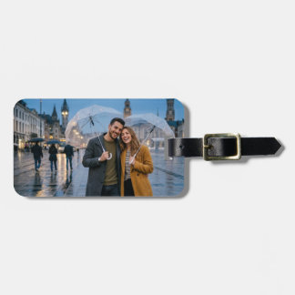 Personlig bagagetikett med fotokollage och anpassa bagagebricka