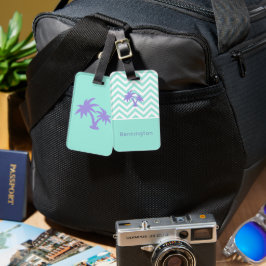 Personlig bagagetikett med palmer/Chevron Bagagebricka