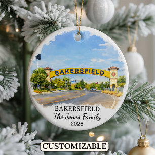 Personlig Bakersfield-ornament, Kalifornien Julgransprydnad Keramik