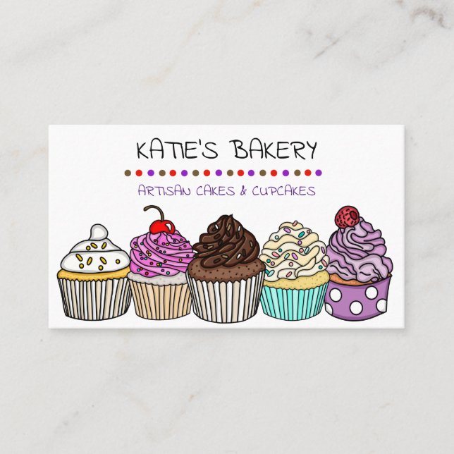 Personlig Bakery | Cute Whimsical Muffinss Visitkort (Framsida)