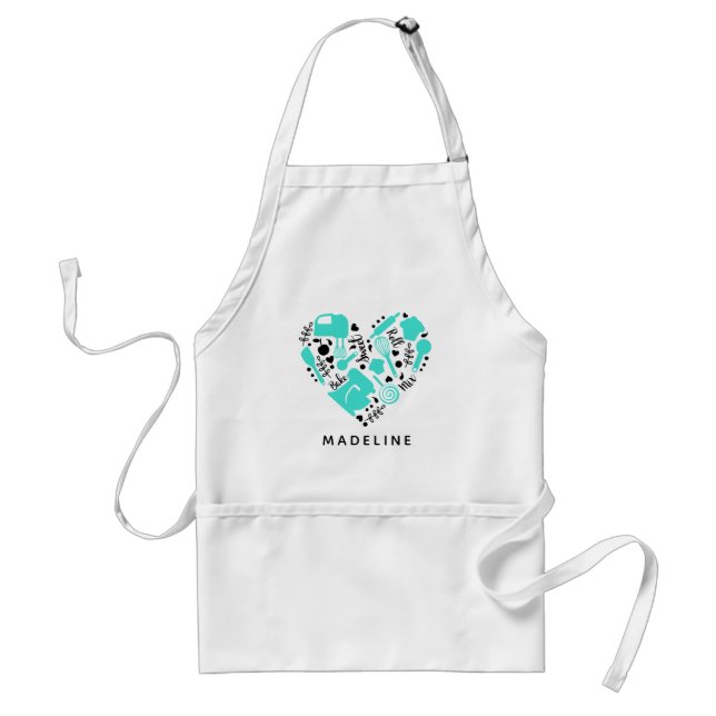 Personlig Baking Älskare Heart Namn Förkläde (Framsidan)