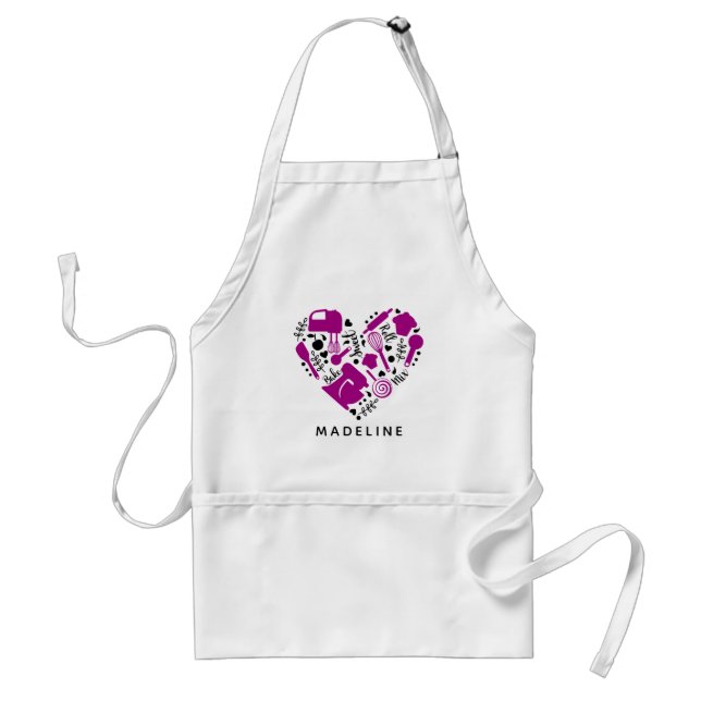 Personlig Baking Älskare Heart Namn Förkläde (Framsidan)