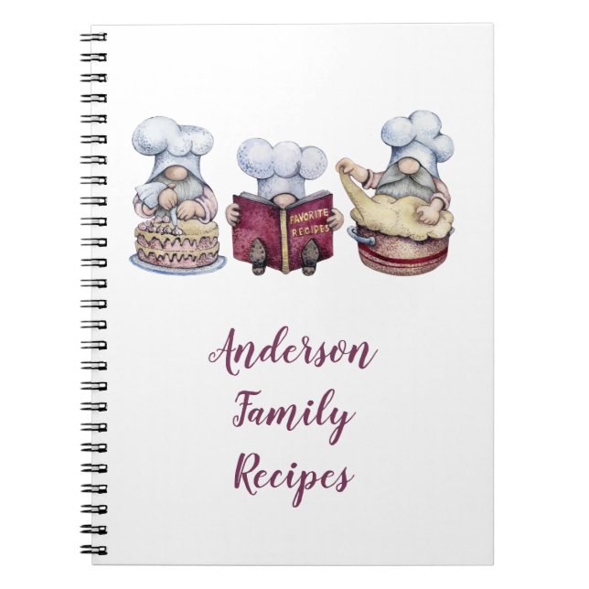 Personlig Baking Gnomes-familjens receptbok - bärb Anteckningsbok (Framsidan)