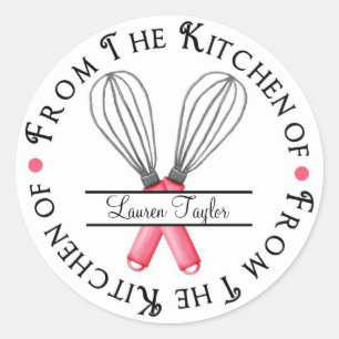 Personlig Baking Whisk Kitchen Stickers Runt Klistermärke