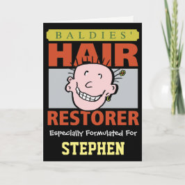 Personlig Baldies Hair Restorer. Funny Bald Man Kort