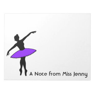Personlig Ballerina Ballet Dance Dancer Anteckning Anteckningsblock
