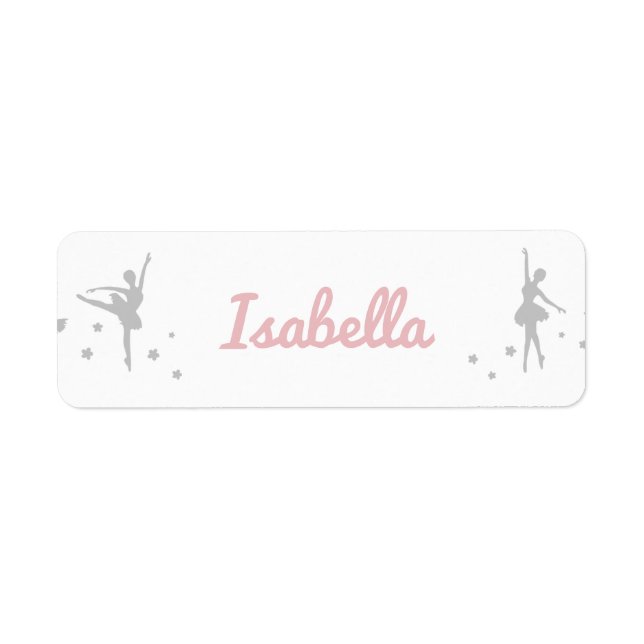 Personlig Ballerina Dancer Sticker Namn Returadress Etikett (Framsidan)