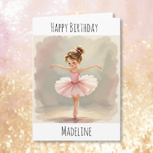 Personlig Ballerina Födelsedag + Målarbild Kort