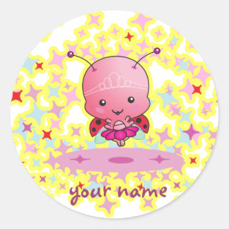 Personlig Ballerina Ladybug Sticker Runt Klistermärke