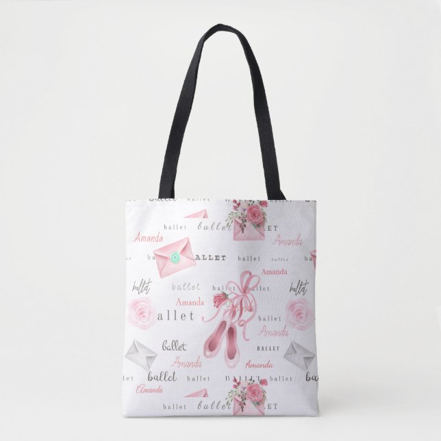Personlig Ballet Ballerina Gift Söt rosa Tygkasse (Framsida)