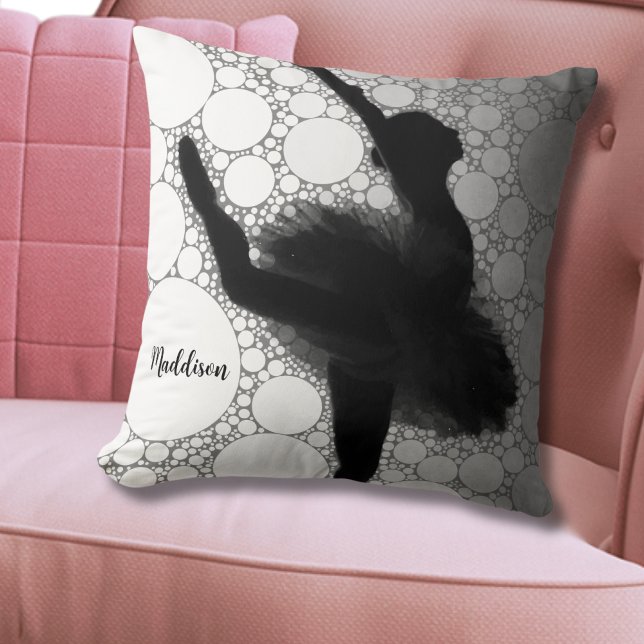 Personlig Ballet Dancing Ballerina Kudde (Unique Black White Dancing Ballerina Throw Ballet Pillow)