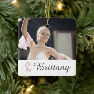 Personlig Ballet Photo Ballerina Namn Tofflor Julgransprydnad Keramik